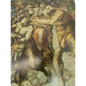 Vintage Michelangelo The Last Judgement Judgment Color Print 51669 St Peter
